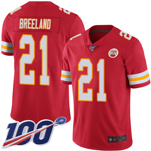 Men Kansas City Chiefs #21 Breeland Bashaud Red Team Color Vapor Untouchable Limited Player 100th Season Football Nike NFL Jersey